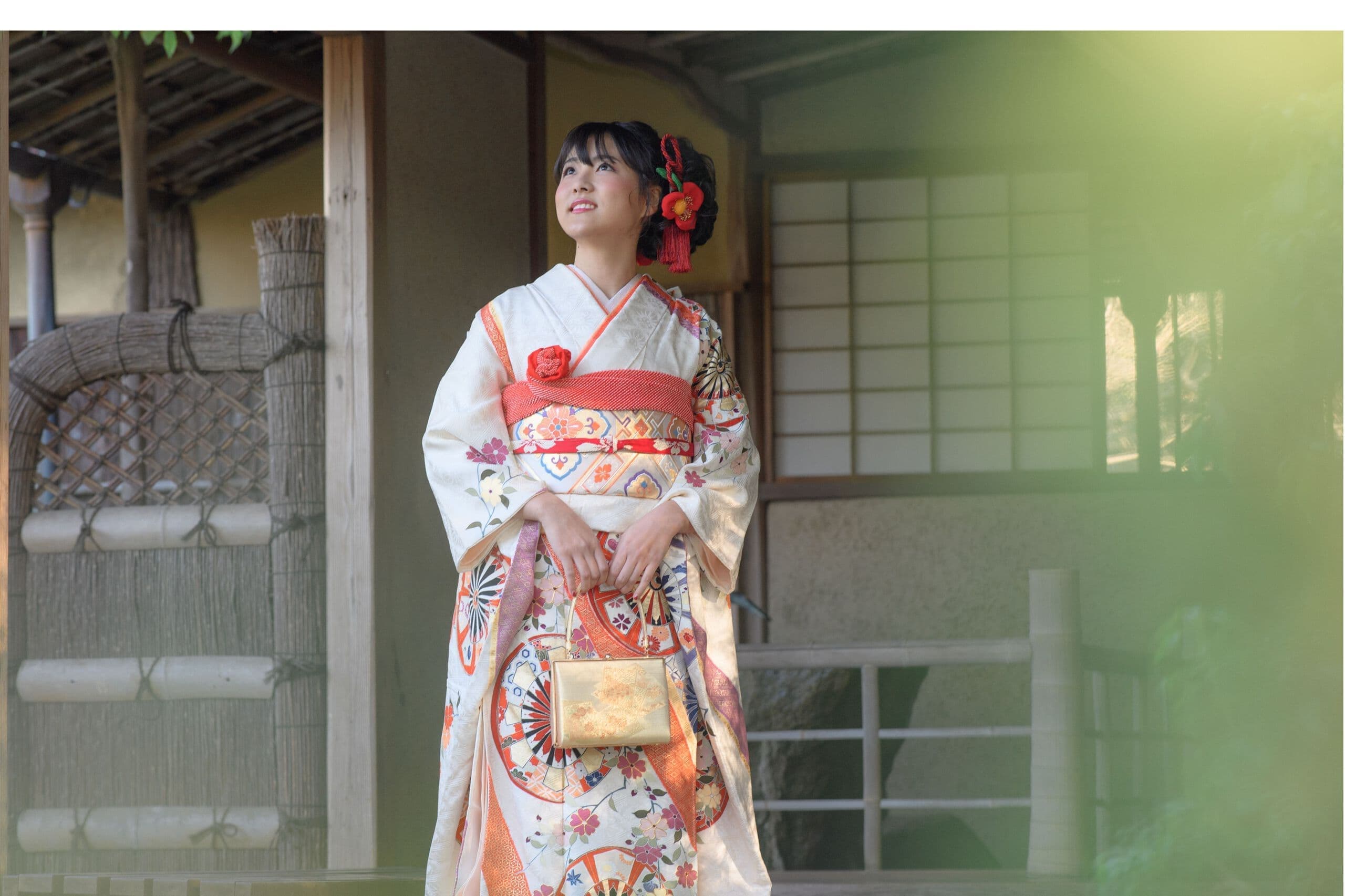 和の庭園での成人式前撮り